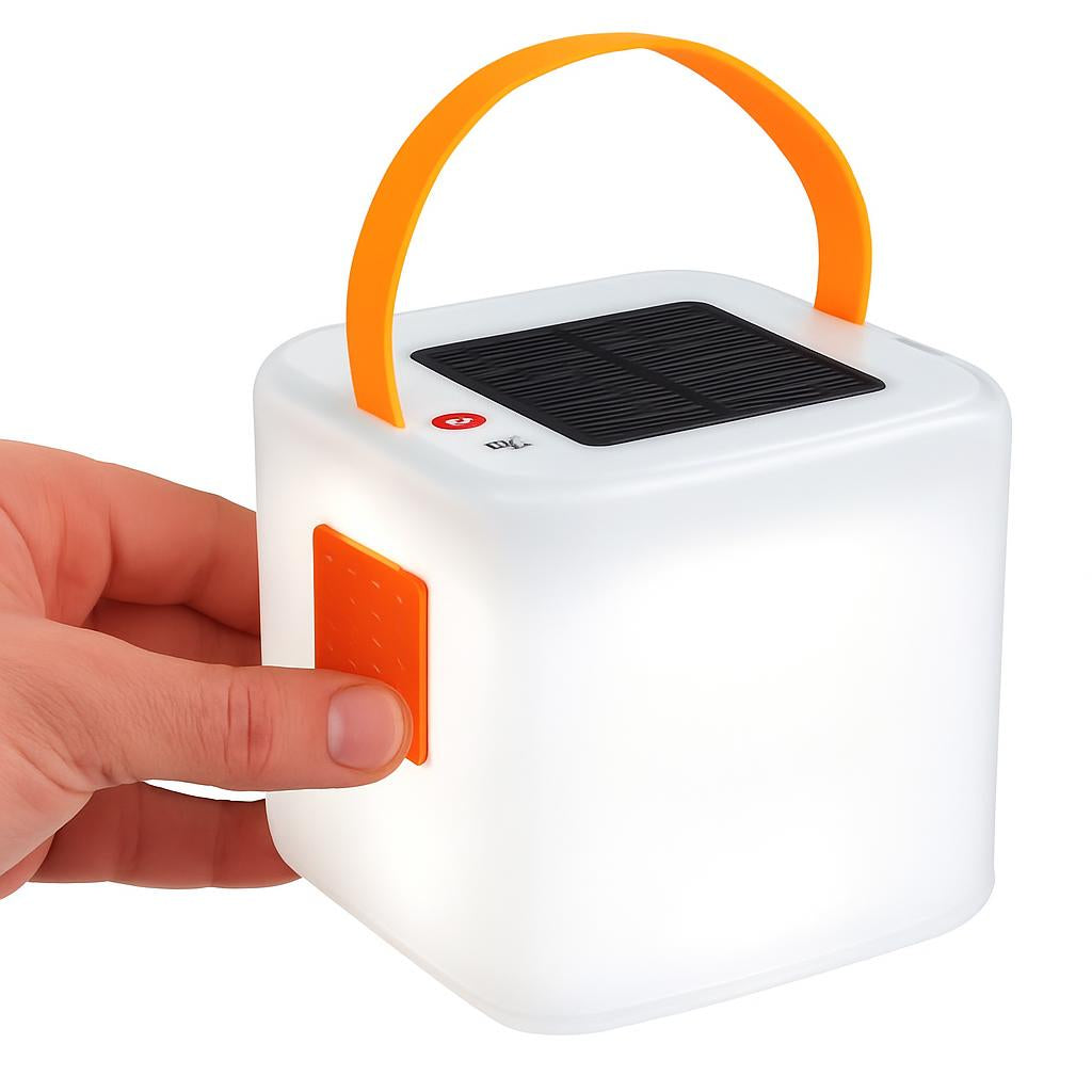 Solar Cube Lantern with Orange Handle