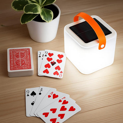 Solar Cube Lantern with Orange Handle