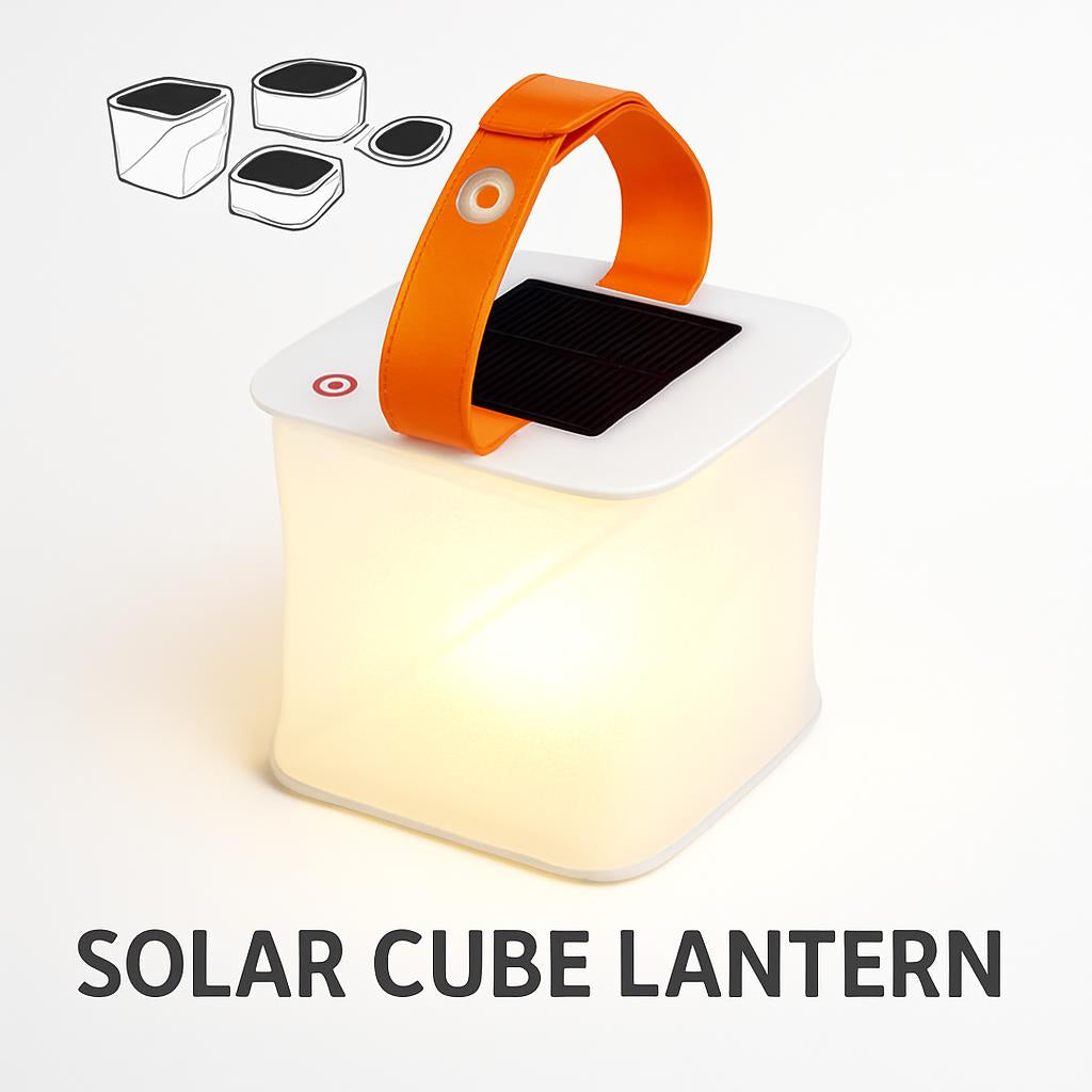 Solar Cube Lantern with Orange Handle