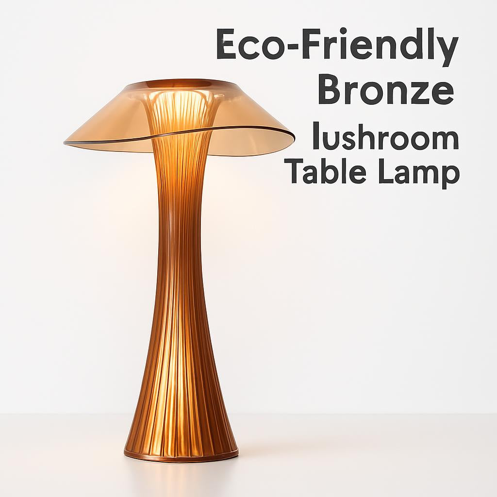 Bronze mushroom table lamp with energy-efficient design