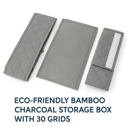Eco-Friendly Bamboo Charcoal Storage Box with 30 Grids
