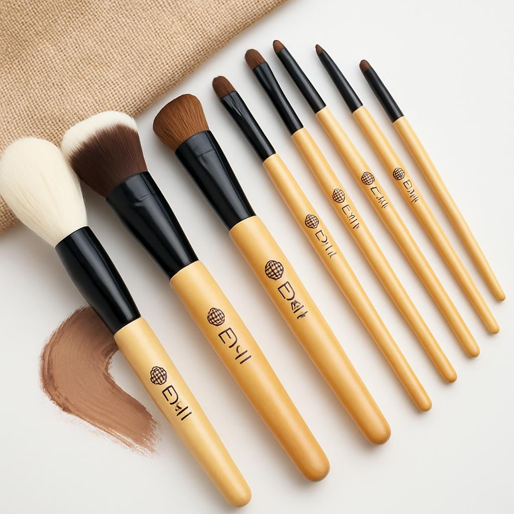 Eco-Friendly Makeup Brush Set with Natural Wood Handles