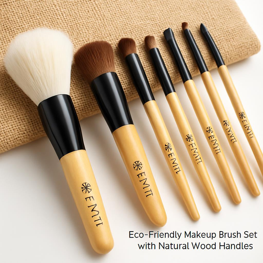 Eco-Friendly Makeup Brush Set with Natural Wood Handles