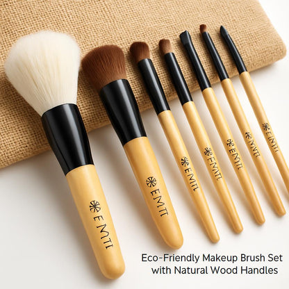 Eco-Friendly Makeup Brush Set with Natural Wood Handles