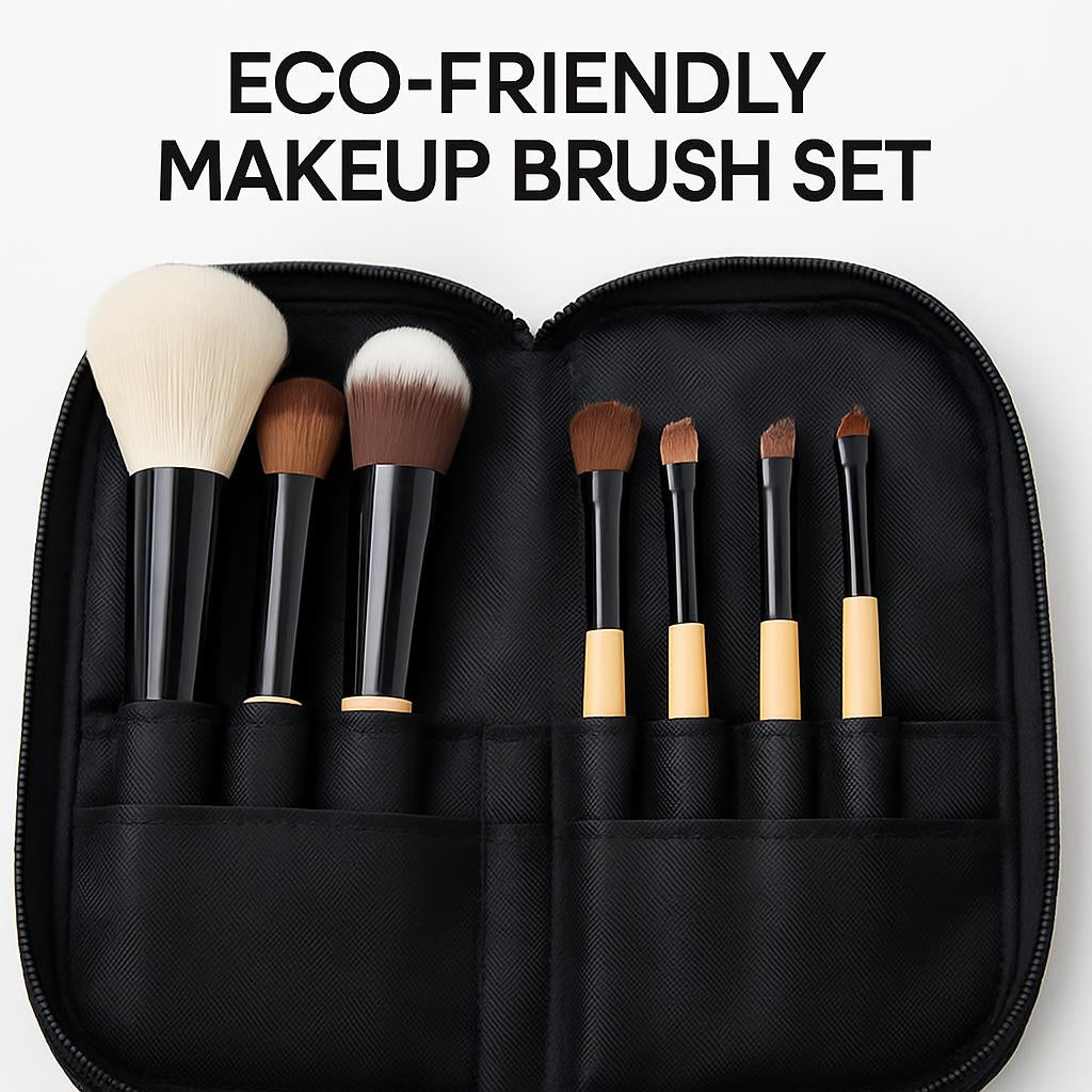 Eco-Friendly Makeup Brush Set with Natural Wood Handles