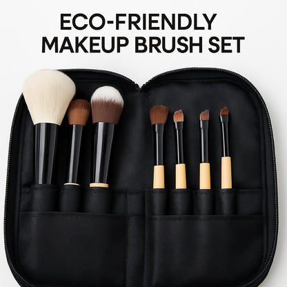 Eco-Friendly Makeup Brush Set with Natural Wood Handles
