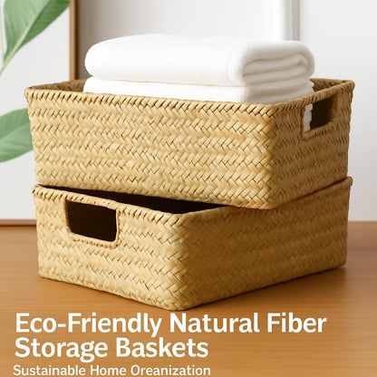 Eco-Friendly Natural Fiber Storage Baskets - Sustainable Home Organization