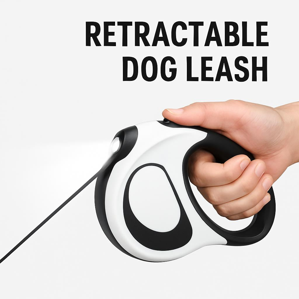 Retractable Dog Leash with Built-in Flashlight for Safe Night Walks