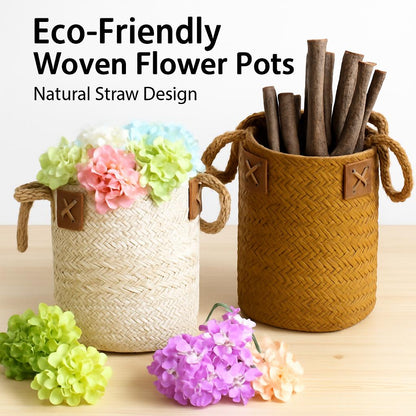 Eco-Friendly Woven Flower Pots - Natural Straw Design