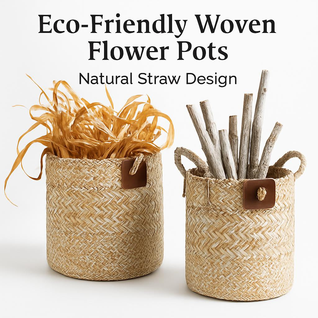 Eco-Friendly Woven Flower Pots - Natural Straw Design