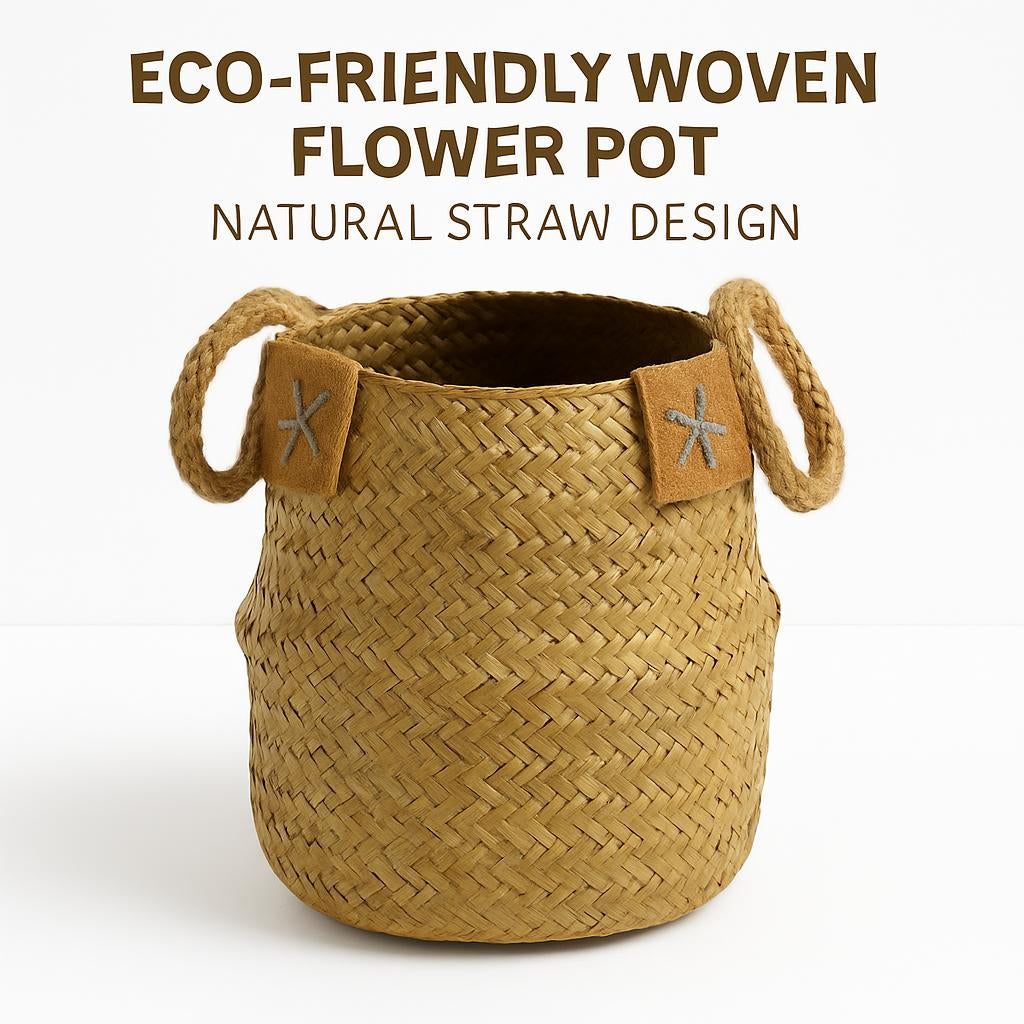 Eco-Friendly Woven Flower Pots - Natural Straw Design