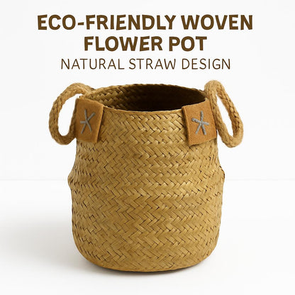 Eco-Friendly Woven Flower Pots - Natural Straw Design