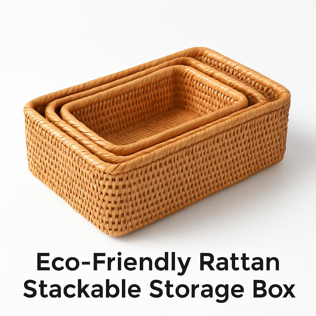 Natural woven nesting storage baskets for sustainable home organization