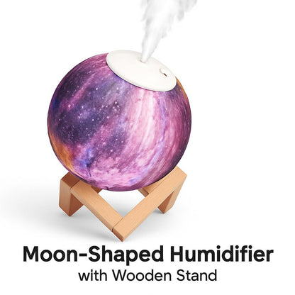 Moon-Shaped Humidifier with Wooden Stand for Aromatherapy