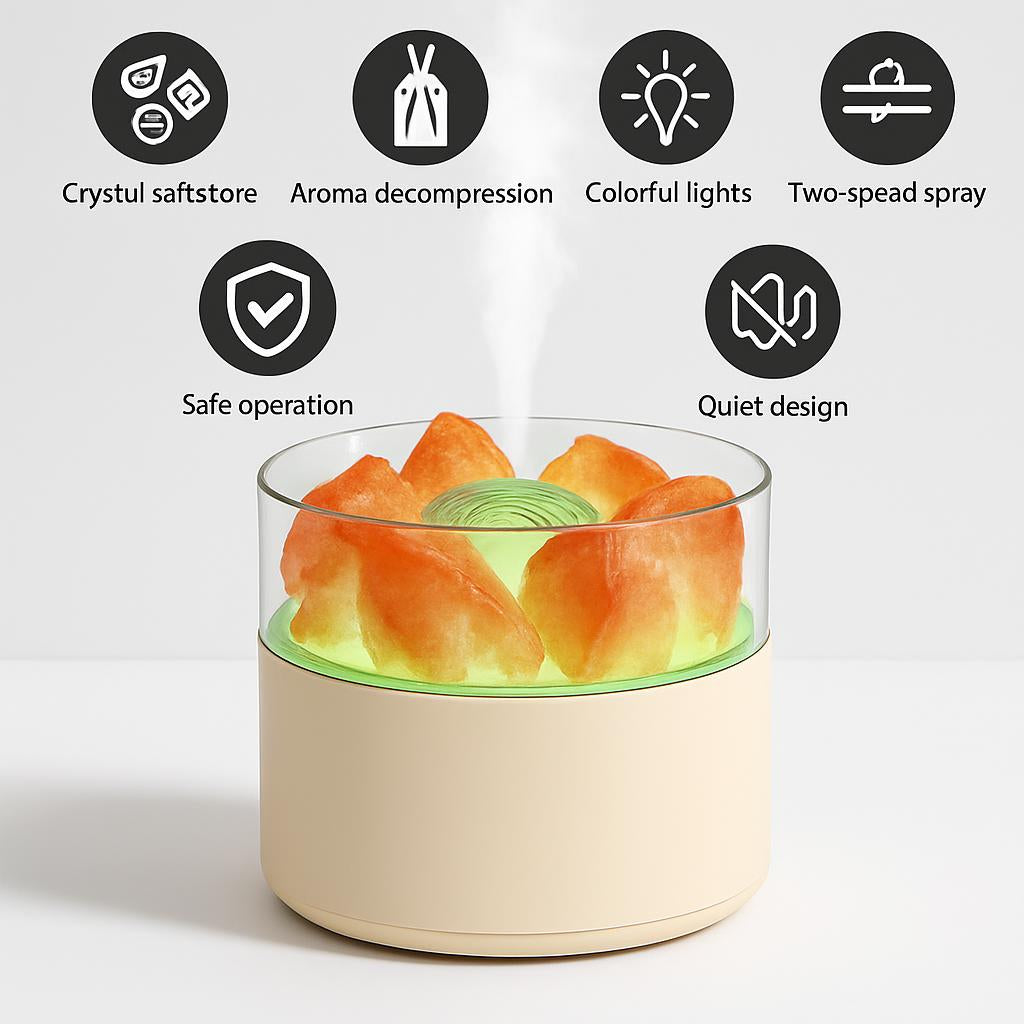 Crystal Salt Aroma Diffuser Humidifier with Ambient Light