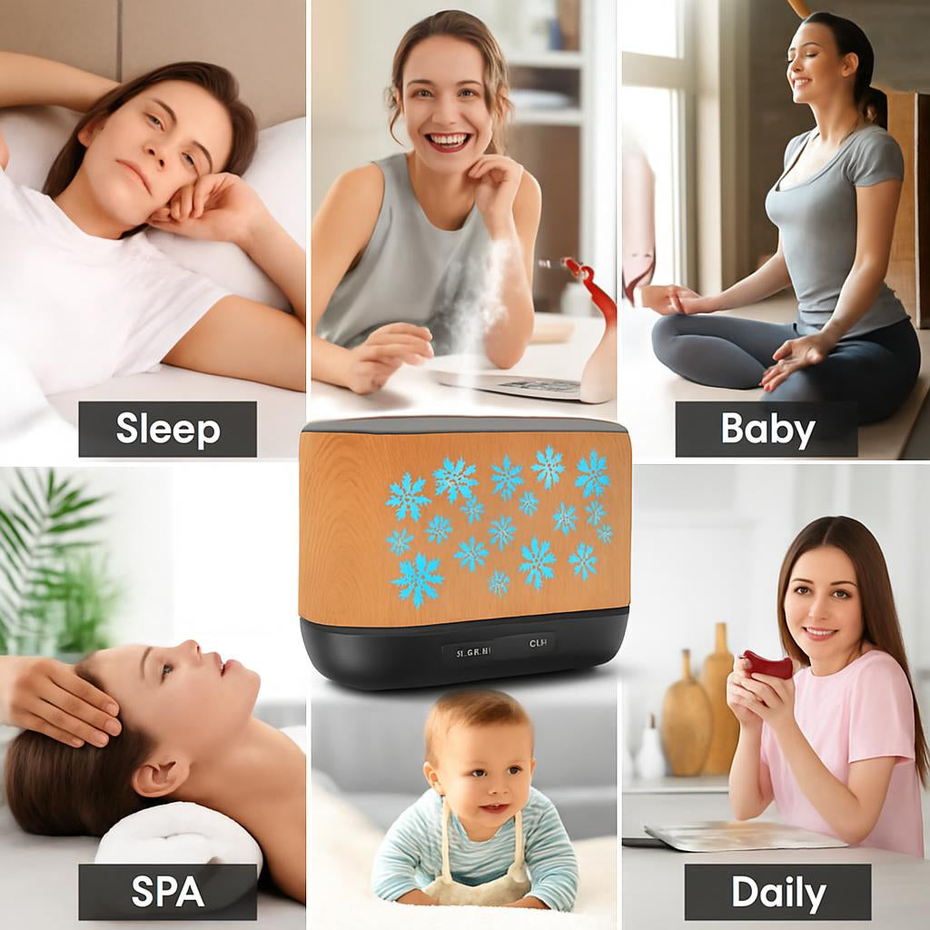 Colorful Snowflake Aromatherapy Humidifier with LED Lights