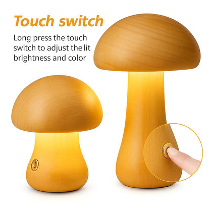 Eco-Friendly Wooden Mushroom Table Lamp