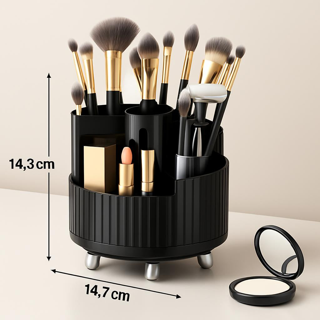 Rotating Beige Cosmetic Organizer for Effortless Beauty