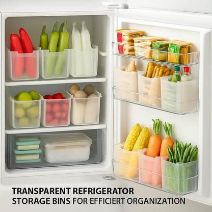 Transparent Refrigerator Storage Bins with Colored Edges for Efficient Organization