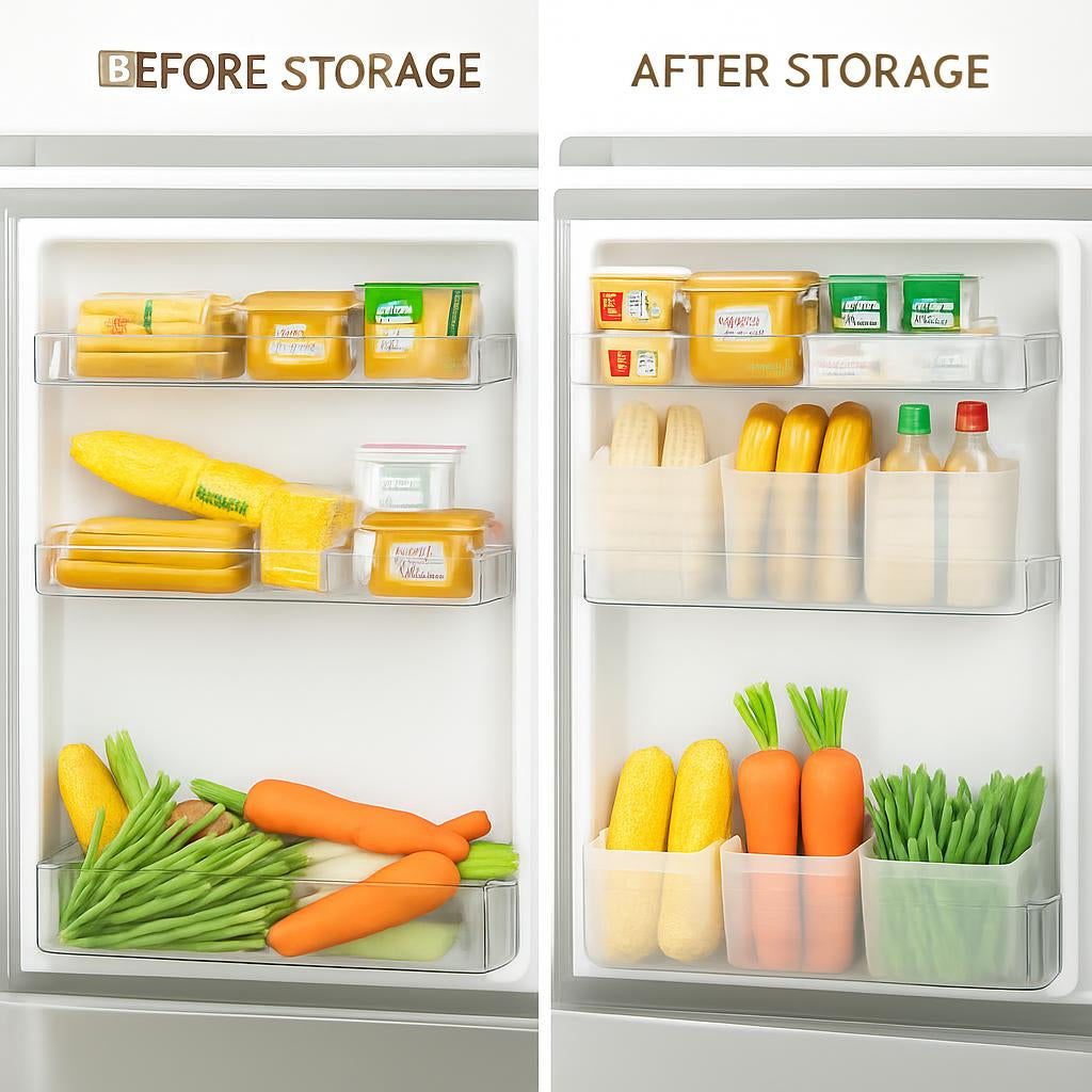 Transparent Refrigerator Storage Bins with Colored Edges for Efficient Organization