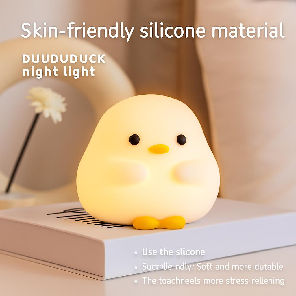 Eco-Friendly Duck Night Light - Soft Silicone LED for Kids