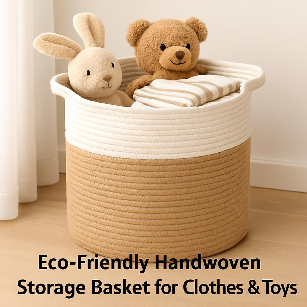 Eco-Friendly Hand Woven Storage Basket for Clothes & Toys
