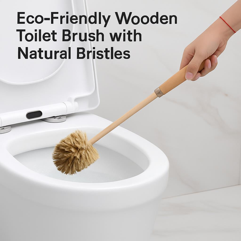 Eco-Friendly Wooden Toilet Brush with Natural Bristles