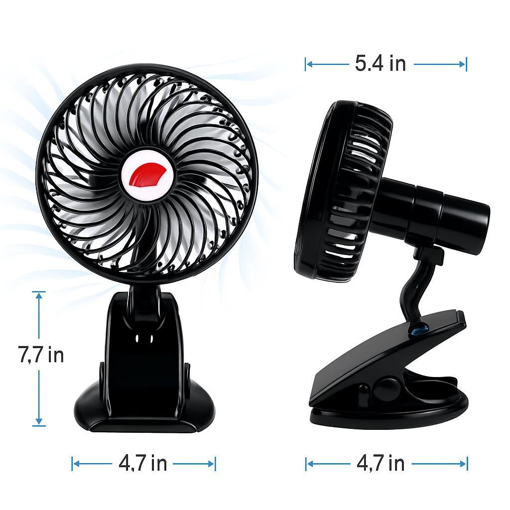 Eco-Friendly Rechargeable Clip-On Fan for Strollers & Desks