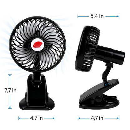 Eco-Friendly Rechargeable Clip-On Fan for Strollers & Desks