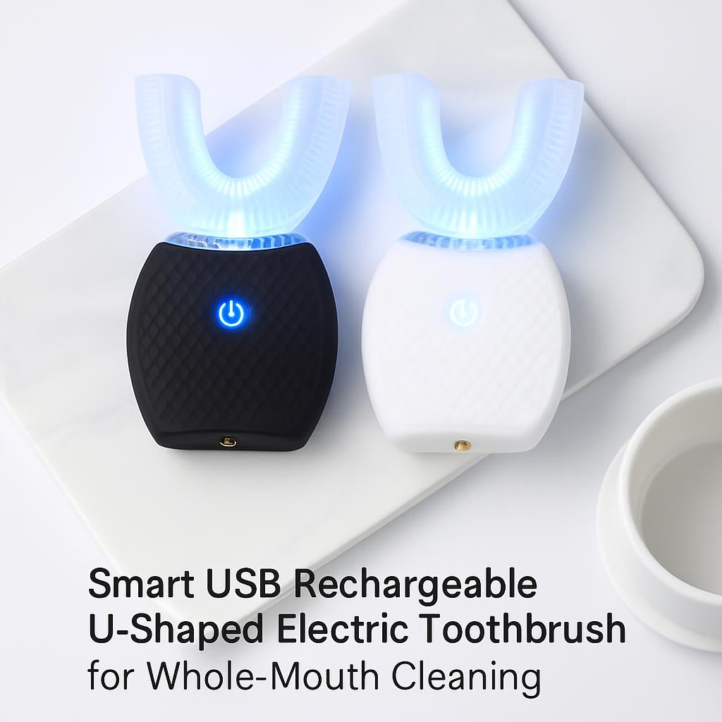 Smart USB Rechargeable U-Shaped Electric Toothbrush for Whole-Mouth Cleaning