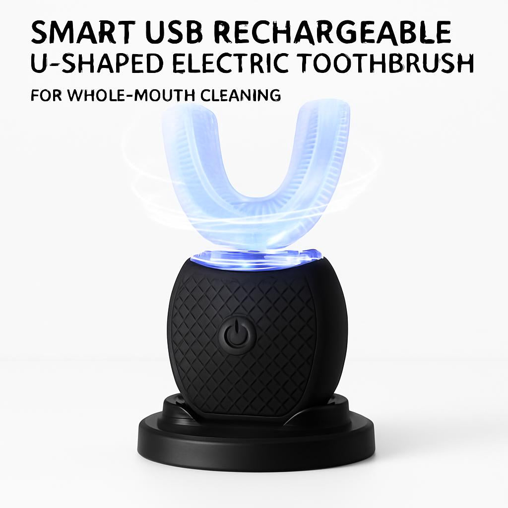 Smart USB Rechargeable U-Shaped Electric Toothbrush for Whole-Mouth Cleaning