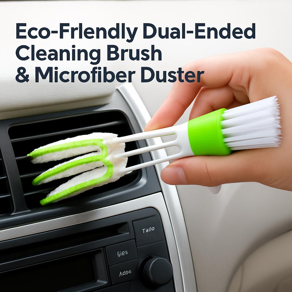 Eco-Friendly Dual-Ended Cleaning Brush & Microfiber Duster