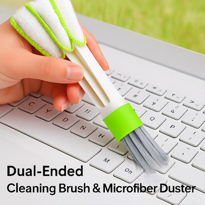 Eco-Friendly Dual-Ended Cleaning Brush & Microfiber Duster