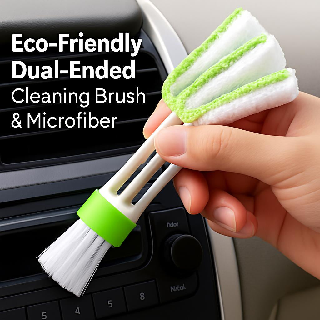 Eco-Friendly Dual-Ended Cleaning Brush & Microfiber Duster