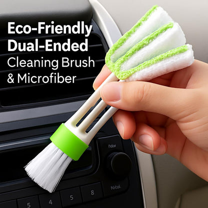 Eco-Friendly Dual-Ended Cleaning Brush & Microfiber Duster