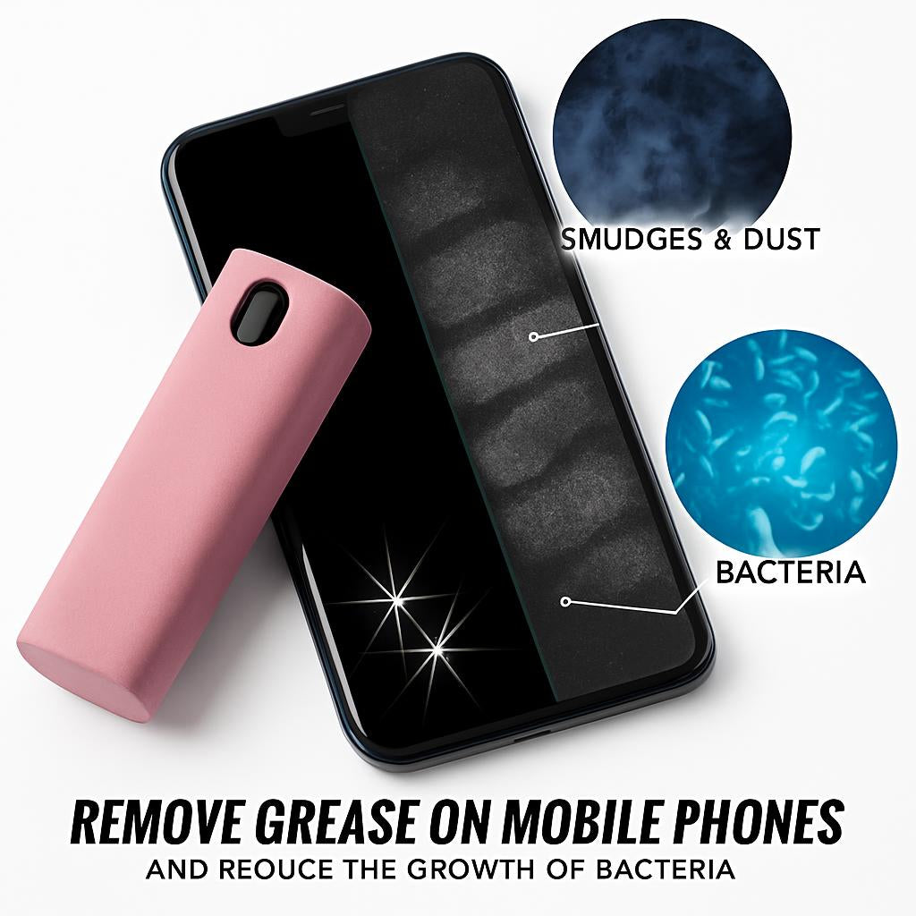 Eco-Friendly Mobile Screen Cleaner in Pink Rectangular Bottle