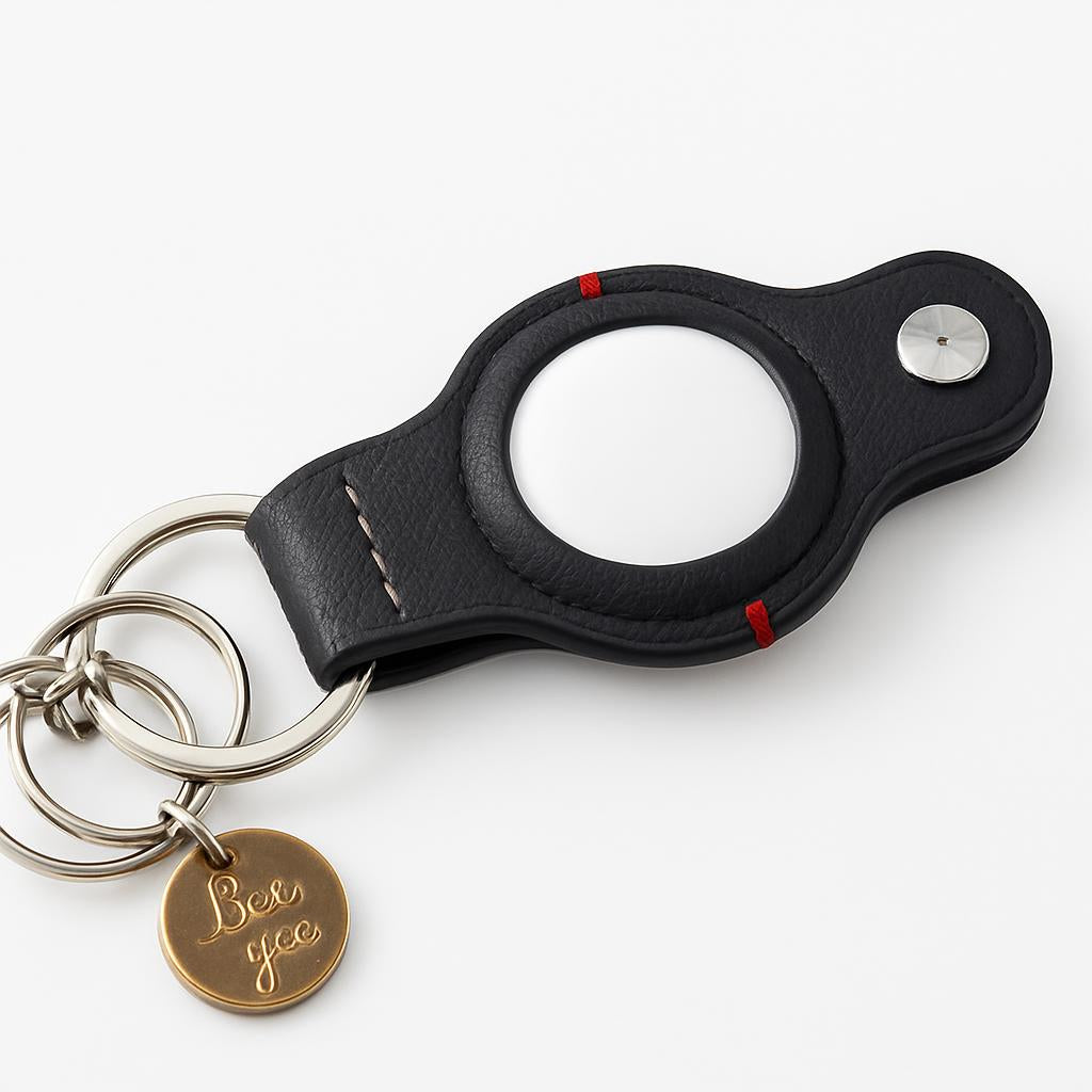 Durable Black AirTag Keychain Holder for Secure Tracking