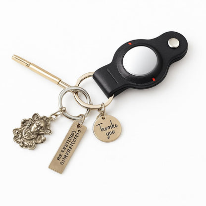 Durable Black AirTag Keychain Holder for Secure Tracking