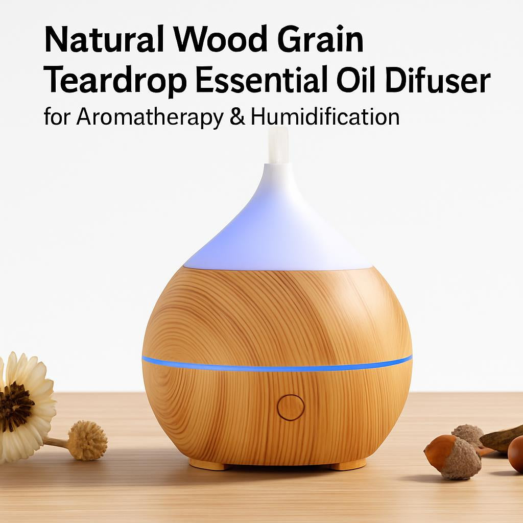 Natural Wood Grain Teardrop Essential Oil Diffuser