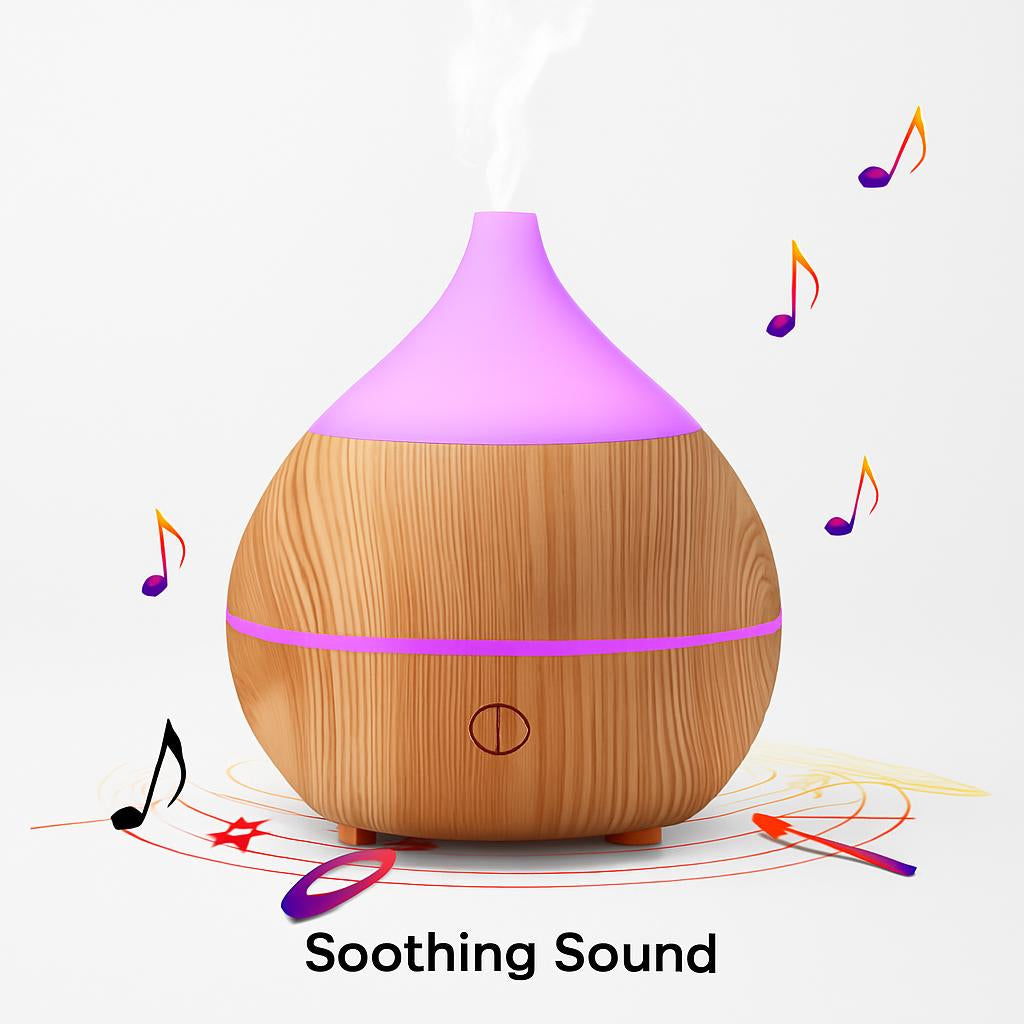 Natural Wood Grain Teardrop Essential Oil Diffuser for Aromatherapy & Humidification