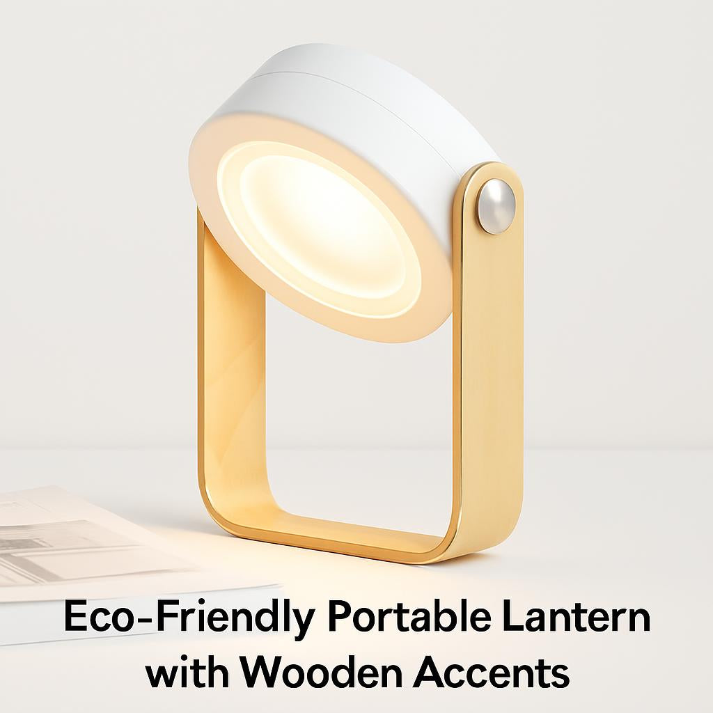 Eco-Friendly Portable Lantern with Wooden Accents