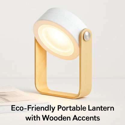 Eco-Friendly Portable Lantern with Wooden Accents