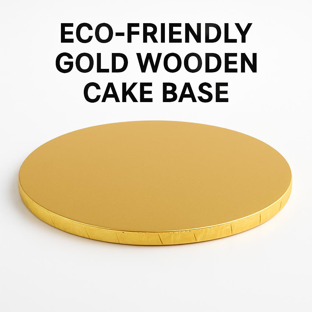 Eco-Friendly Gold Wooden Cake Base
