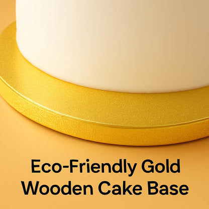 Eco-Friendly Gold Wooden Cake Base