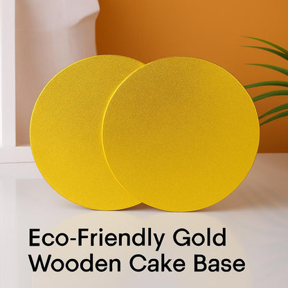 Eco-Friendly Gold Wooden Cake Base