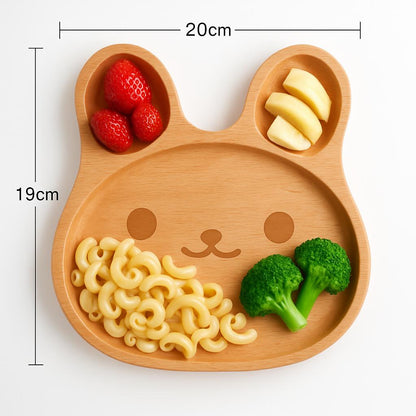 Eco-Friendly Animal-Shaped Wooden Plate for Kids