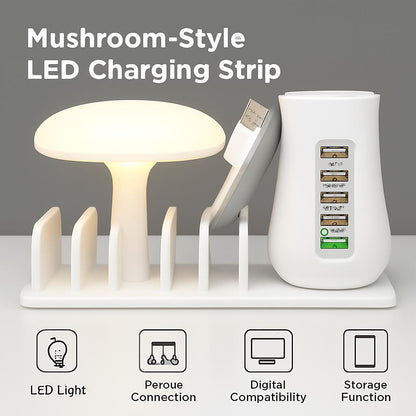 Mushroom LED Lamp with Charging Station - Energy Efficient Desk Light