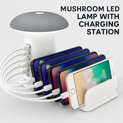 Mushroom LED Lamp with Charging Station - Energy Efficient Desk Light