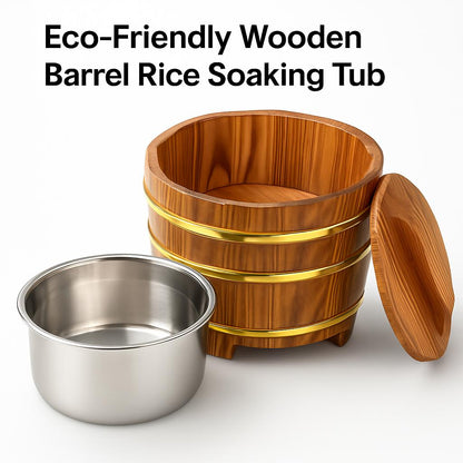 Natural Wood Foot Soaking Tub with Metal Accents