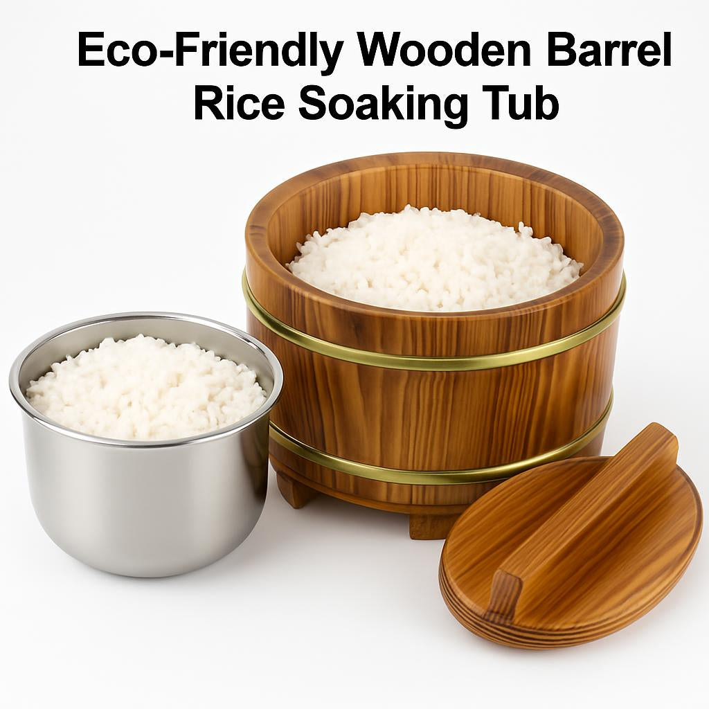 Eco-Friendly Wooden Barrel Rice Soaking Tub